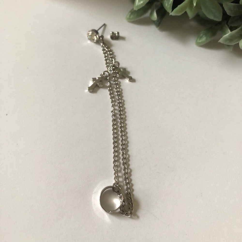 Silver Cross Dangle Earring - Picture 2 of 5